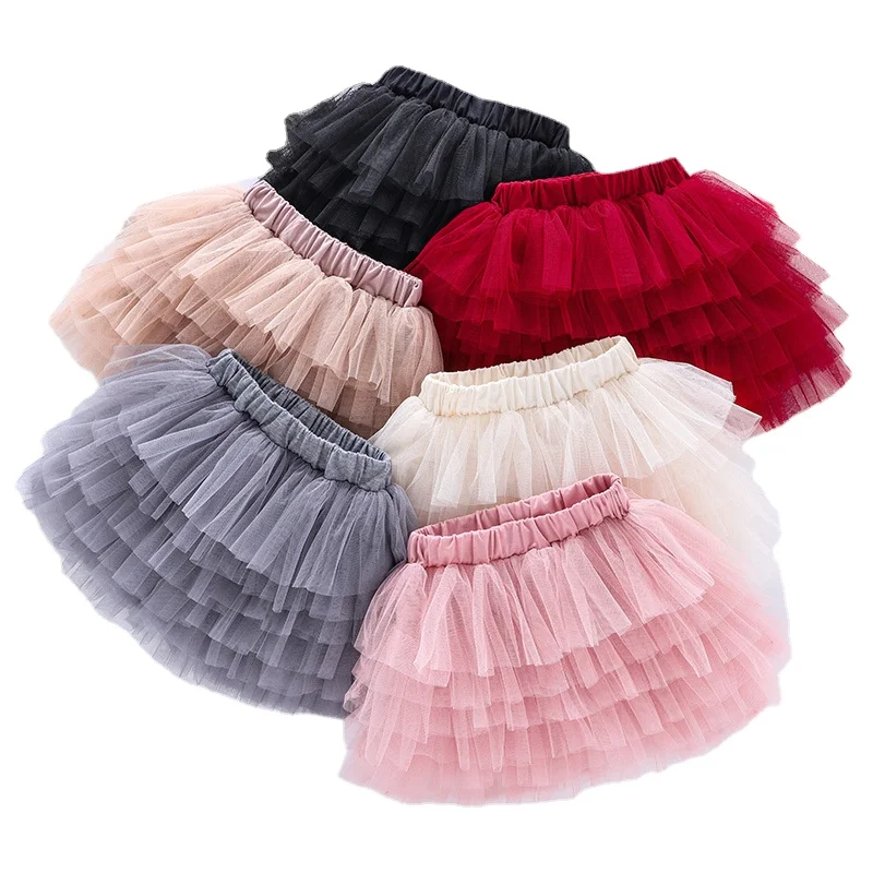 

2023 Summer Six-layer Gauze Girls Skirts Children's Princess Dance Tutu Fashion Parent-Child Mesh Skirt Teen Girl Cake Skirt