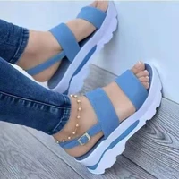 platform women sandals summer high heeled buckle strap ladies sandals peep toe slippers 2022 newly beach shoes for women wedges