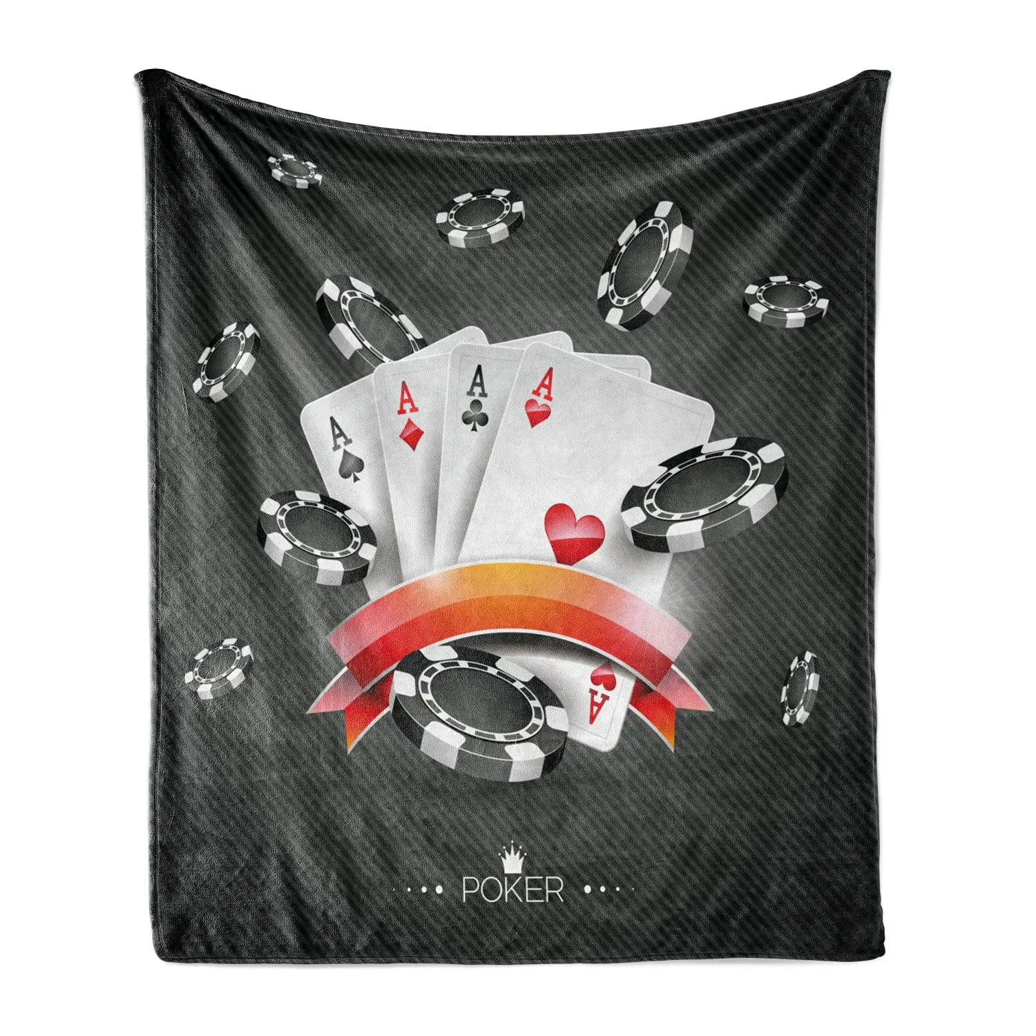 

Poker Tournament Throw Blanket,Gambling Chips and Pair Cards of Aces Casino Hazard Print Flannel Blanket Adults Gift Wager Games