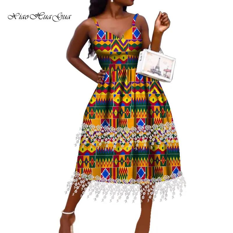 Women African Dress Fashion Off Shoulder Ankara Dresses African Prints Slip Dress Plus Size Women Africa Clothing WY8177