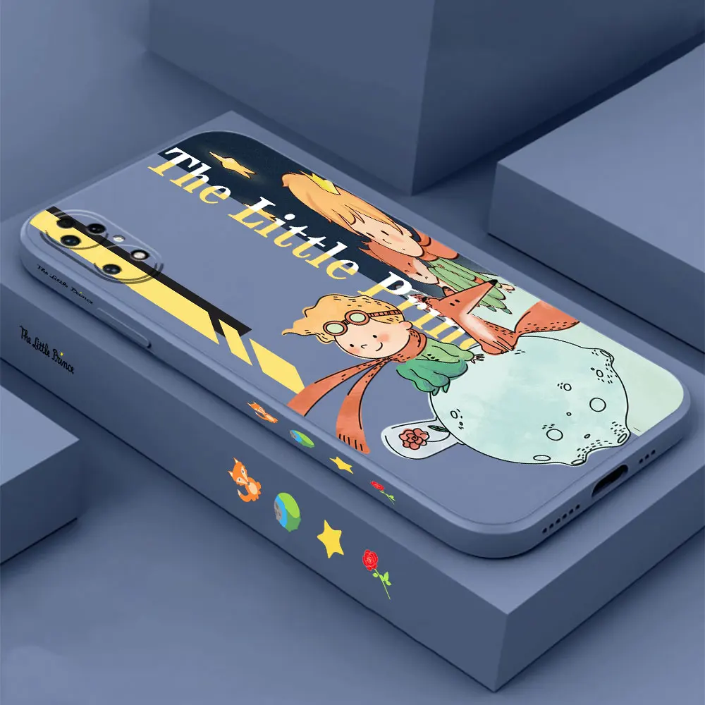 Anime The Little Prince Fox Rose Phone Case For Huawei P60 P50 P40 P30 P20 Mate 50 40 30 20 20X 10 Colour Liquid Silicone Cover