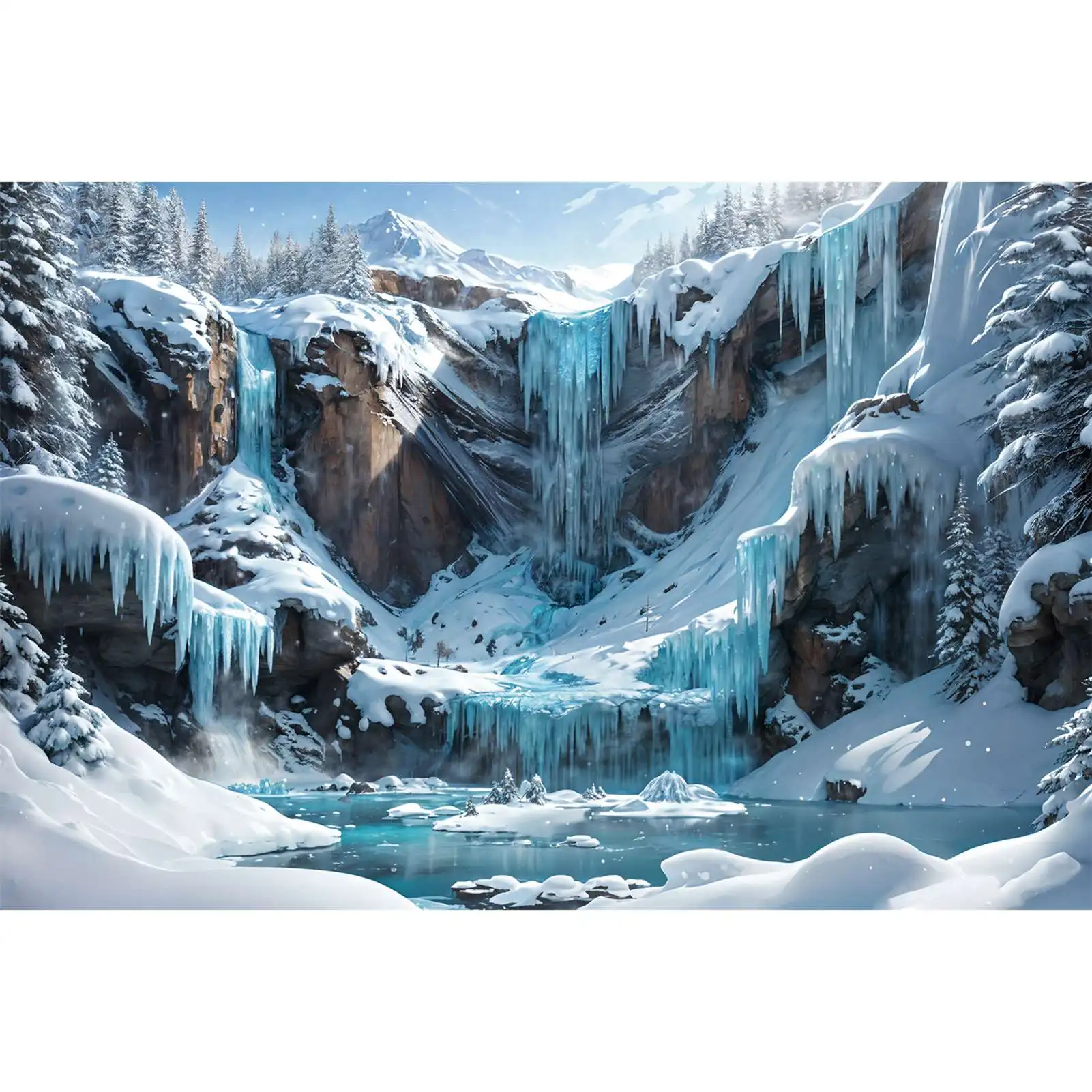 

Фон для фотосъемки Bluey с изображением водопада озера снежные горы персонализированные детские фоны для фотобудки реквизит для фотостудии