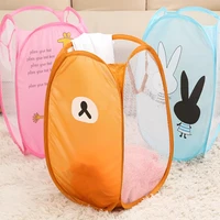 household foldable cartoon large capacity dirty clothes basket laundry hamper cloth nets storage organizer bucket with lanyard