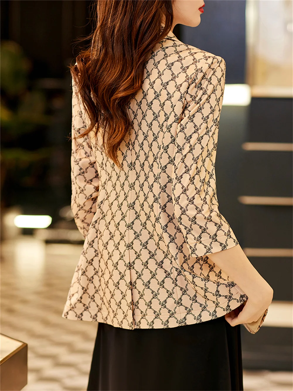 Fashion Women Jacket 2023 New in Female Khaki White Plaid Single Button Long Sleeve Clothing Office Lady Business Formal Blazer