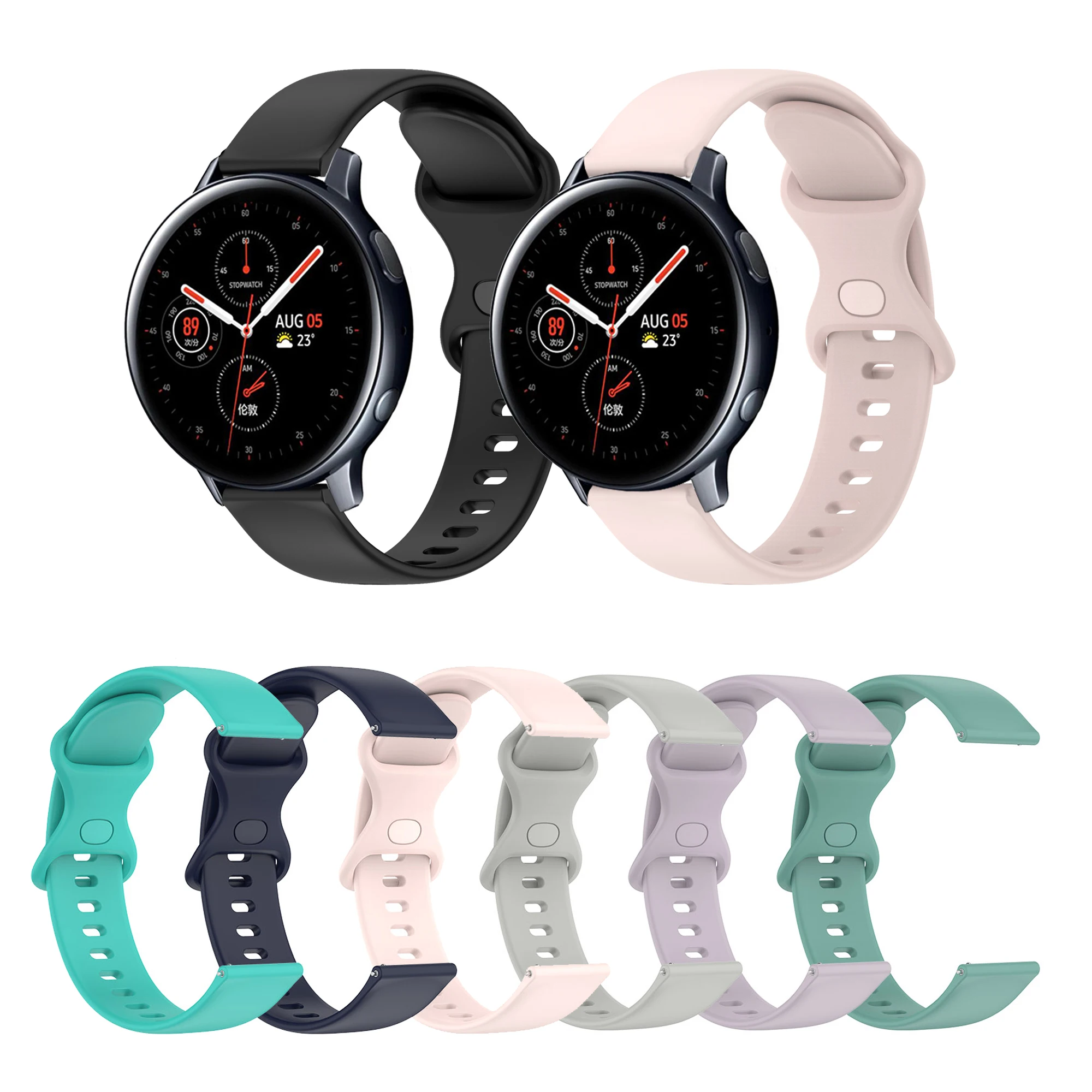 

Ремешок силиконовый для Samsung Galaxy Watch Active 2 40 мм 44 мм, мягкий классический браслет для наручных часов 4 5 pro watch 4 42 мм 46 мм