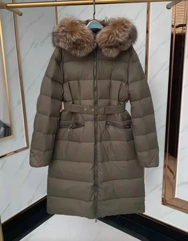 Long Women Warm Real Fox Fur Collar Designer Luxury Brand Down Jacket Coats Women With Hood Down Parka Hooded Winter Long Coat enlarge