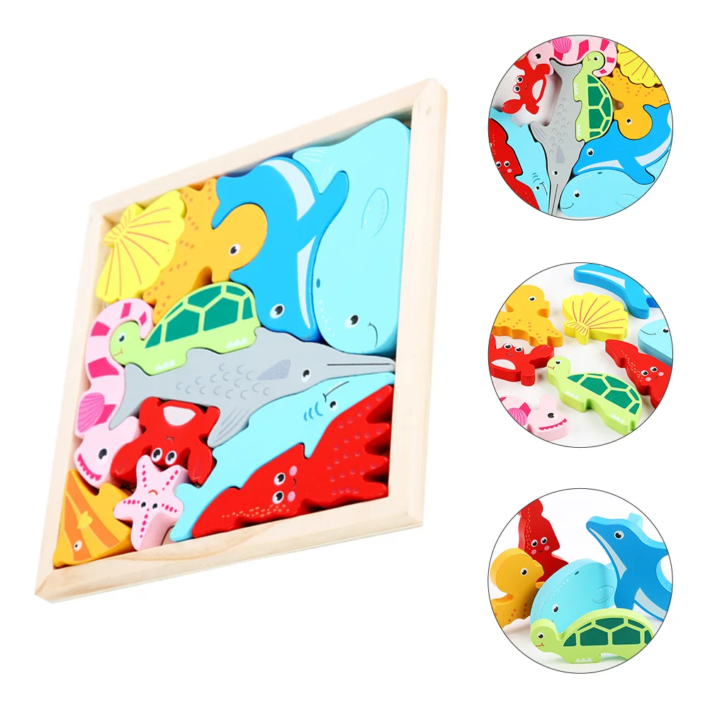 

1 Set of Cartoon Ocean Animal Puzzles Wooden Puzzle Toys Kids Educational Toys