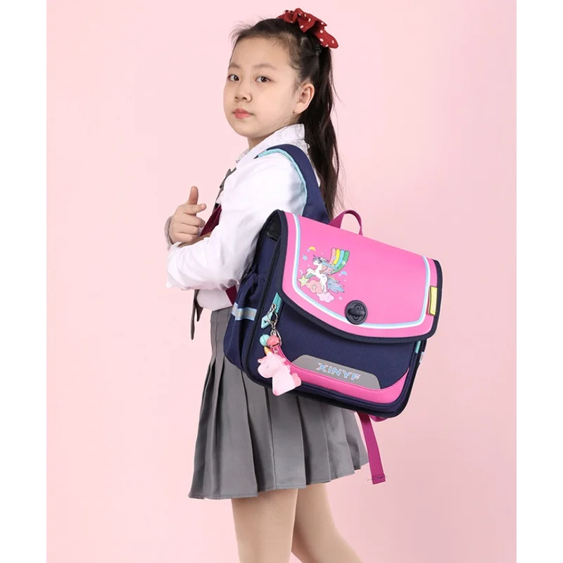 New Grade 1-4 Children Horizontal British Style Schoolbags Girls Boys Primary School Students Unicorn Dinosaur Backpacks Hot