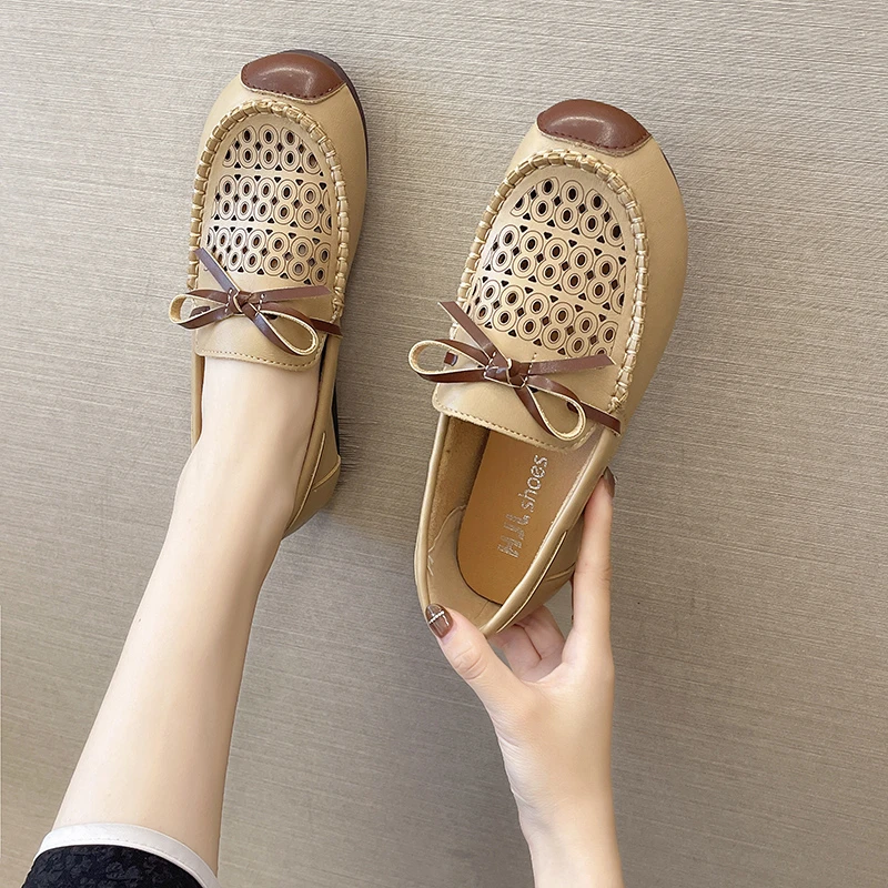 

Boat Shoes Woman Summer Hollow Out Loafers Ladies Flat Comfortable Moccasins Soft Sole Driver Shoes Femme chaussure femme