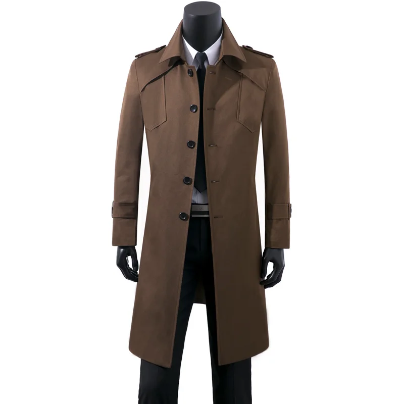 

Brand Spring Autumn Men'S Trench Coats New Fashion City Leisure Atmosphere Long Clothes Slim Lapel Casaco Masculino Erkek Mont