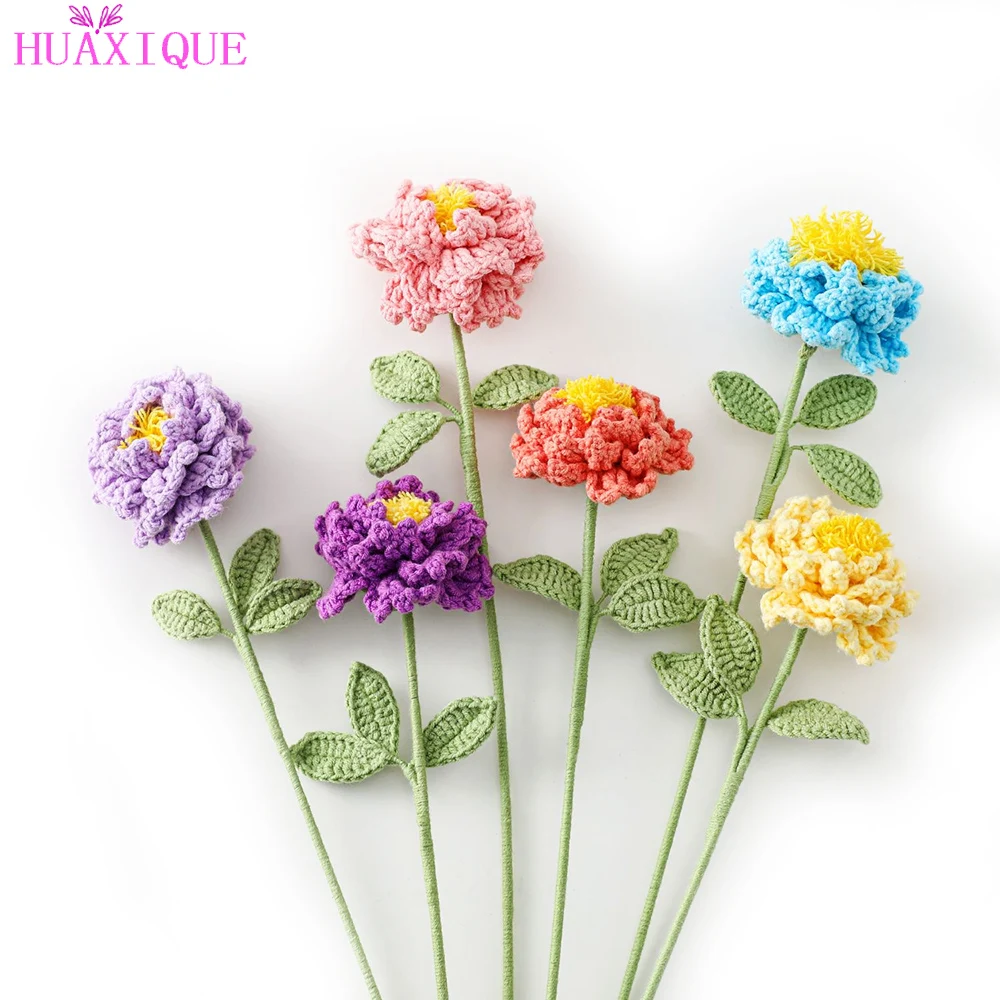 Купи Hand-Knitted Flowers Bouquet Rose Daisy Artificial Fake Flower Wedding Decorations Hand-woven Home Table Decorate Creative Gifts за 151 рублей в магазине AliExpress