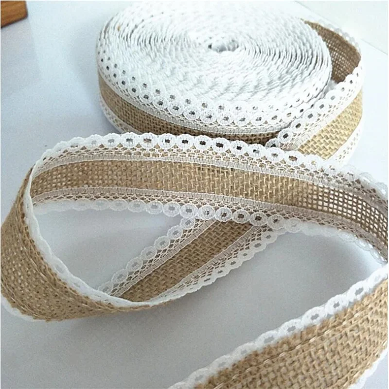 

5m/Roll Natural Jute Burlap Lace Rolls Wedding Table Decoration DIY Handcraft Decor Vintage Rustic Wedding Decoration