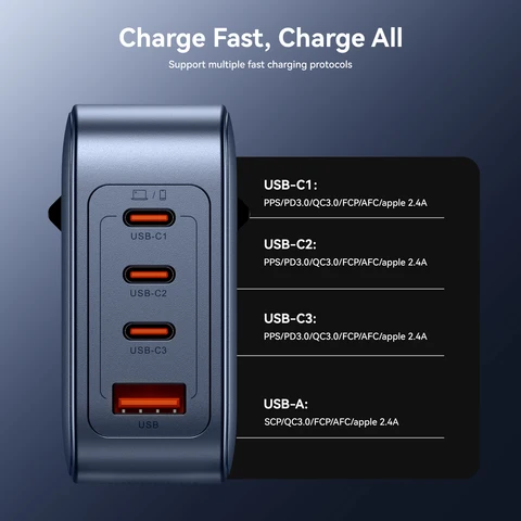 Зарядное устройство Vention USB-C 100 Вт GaN для MacBook, ноутбуков, быстрая зарядка PD для iPhone, Xiaomi, зарядное устройство USB Type-C для iPhone 17, 16