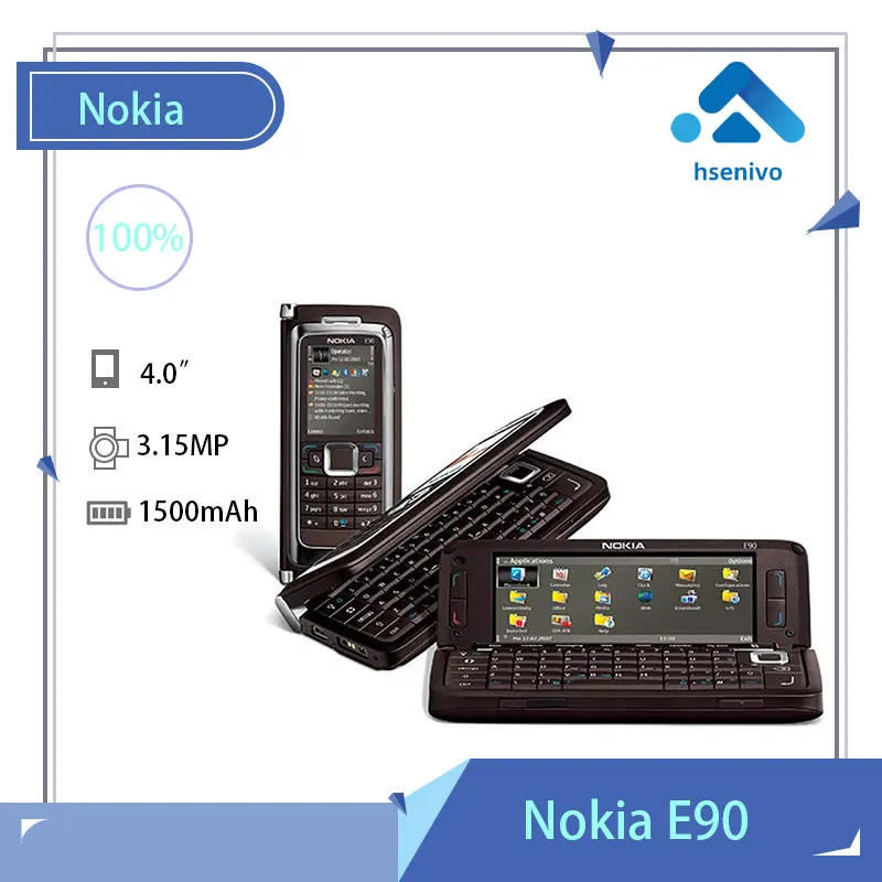 

Nokia E90 Refurbished-Original NOKIA E90 Mobile Cell Phone 3G GPS Wifi 3.2MP Smartphone Red & Gift Refurbished