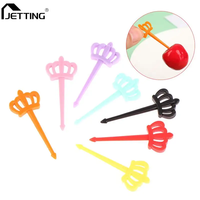 

Crown Color Picking Cupcake Decorating Fruit Fork Cartoon Pattern Insert Card Kids Birthday Party Theme Party