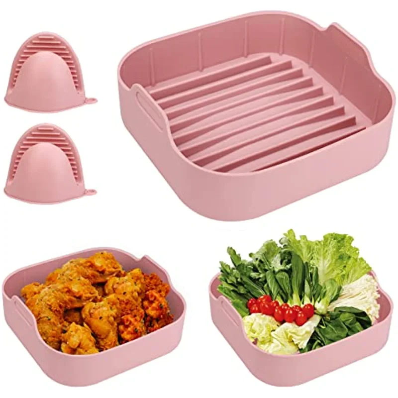 

Air Fryer Silicone Pot inch Air Fryers Line with Mitts, Replacement of Parchment Paper Liners for QT or Bigger Square