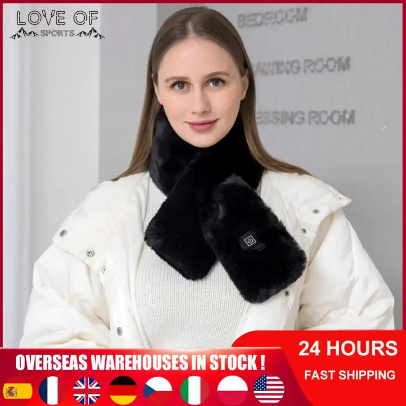 

USB Women Winter Thickened Warm Heating Scarf Rabbit Fur Women Neck Warmer Thick Outdoor Hiking Cycling Windproof Solid Scarf