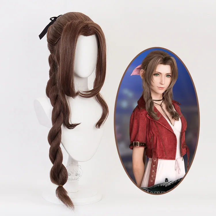 

Final Fantasy 7 Alice Cosplay Wig Coffee Long Wist Braid Role Play Hair