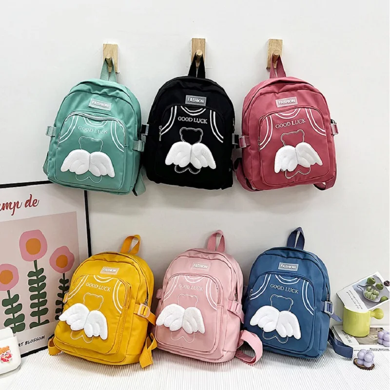 Kindergarten Boys and Girls Backpack 2022 New Ins Style Trend Cute Angel Wings Toddler Backpack Kids Fashion Primary SchoolBag