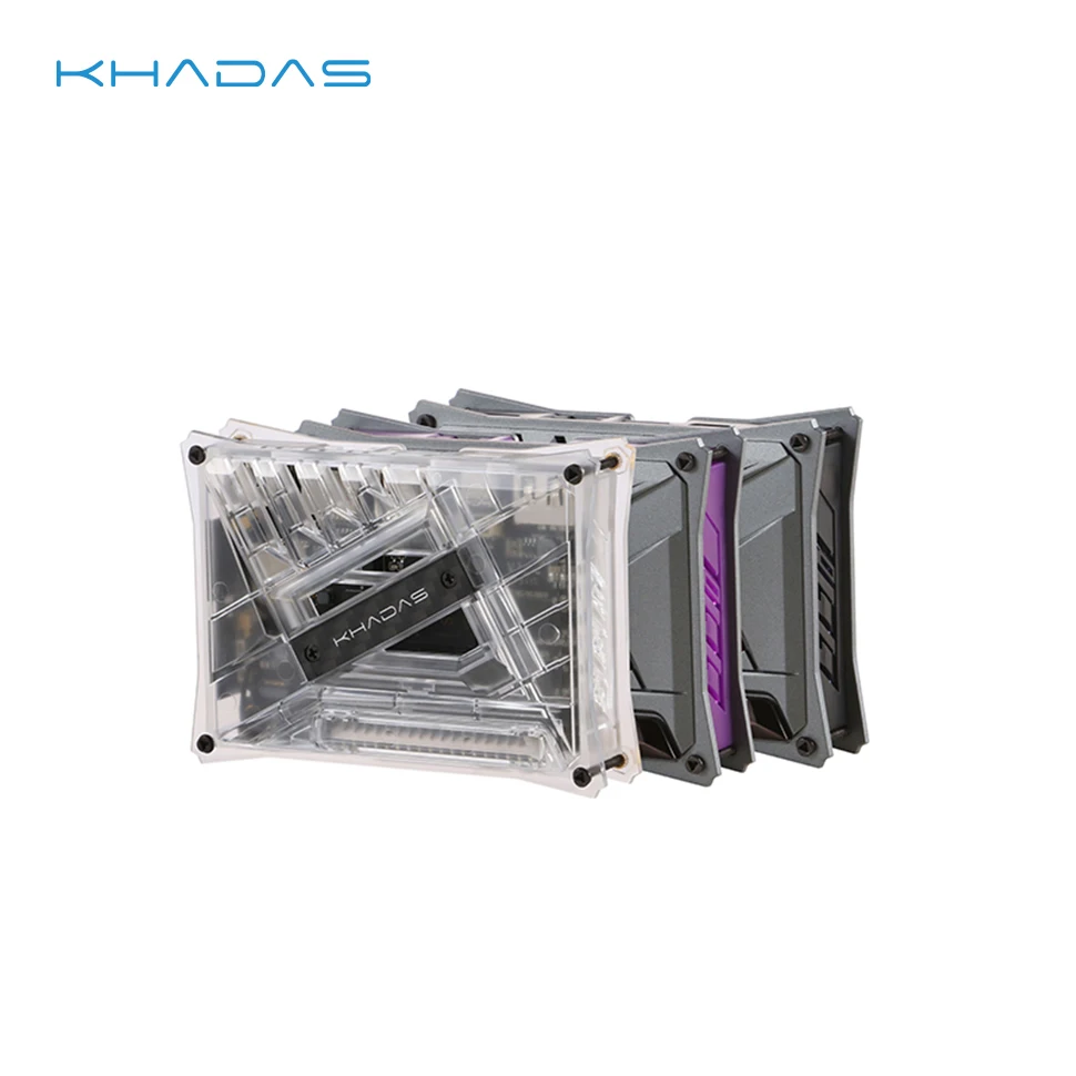 Khadas-capa Faça Você Mesmo para V26 Sbc Series Vermelho Roxo Transparente com Placa de Metal