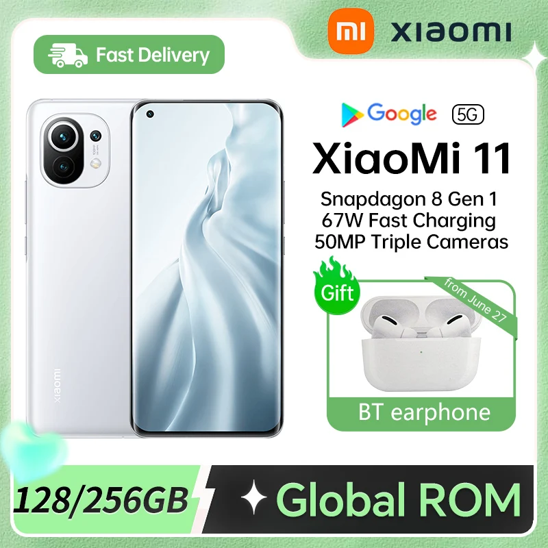 

Xiaomi Mi 11 5G Cellphone Snapdragon 888 Octa Core 128GB/256GB Smartphone 108MP Camera 120Hz AMOLED Display Original Global ROM