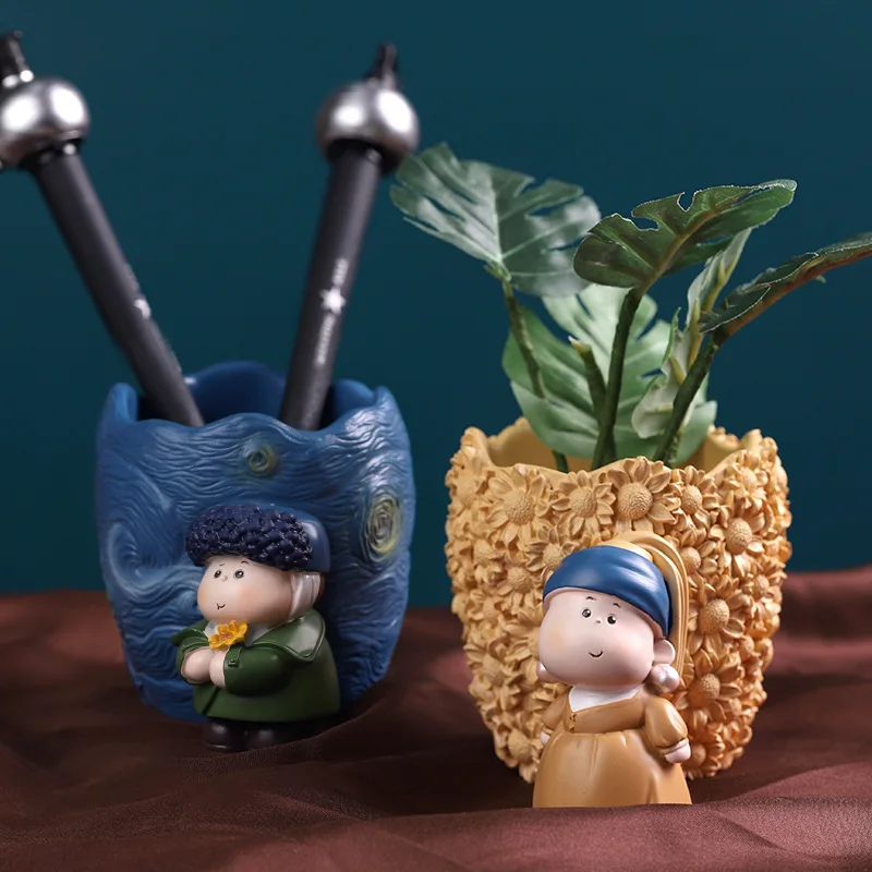 

The Great Artist collection Girls with pearl earrings pendant pen holder Student stationery desktop living room decorations