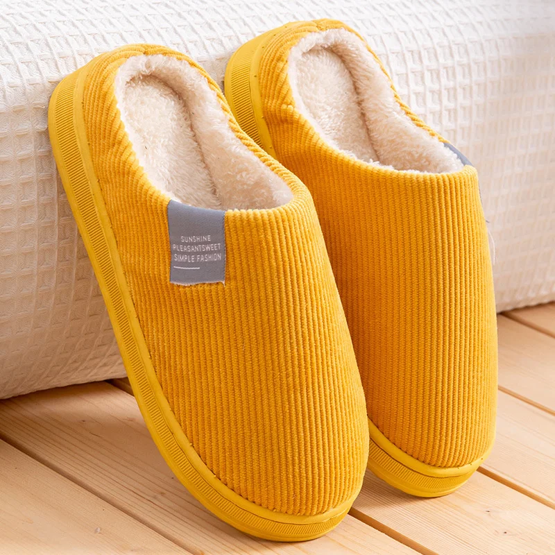 

Women Fashion Shoes Stripe Corduroy Indoor Autumn and Winter Warm Slides Women Plush Cotton Slippers Househd Fur Slides