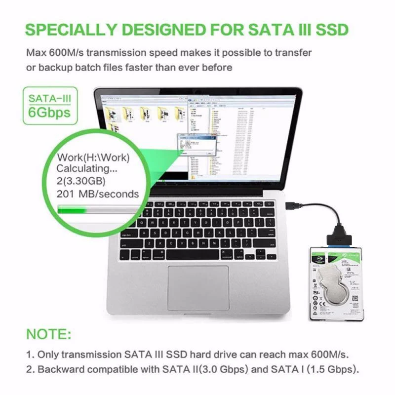 Кабель SATA-USB 3 0 USB 2 до 6 Гбит/с для внешнего жесткого диска 5 дюйма SSD SATA 22-контактный