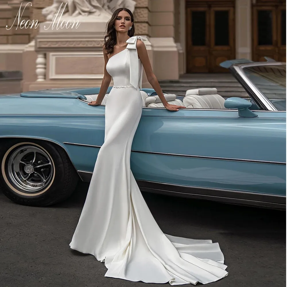 

Sexy Sweetheart Women's Wedding Dress 2022 Sleeveless Bow High Wasit Mermaid Backless Button Royal Floor-length Vestido De Noiva