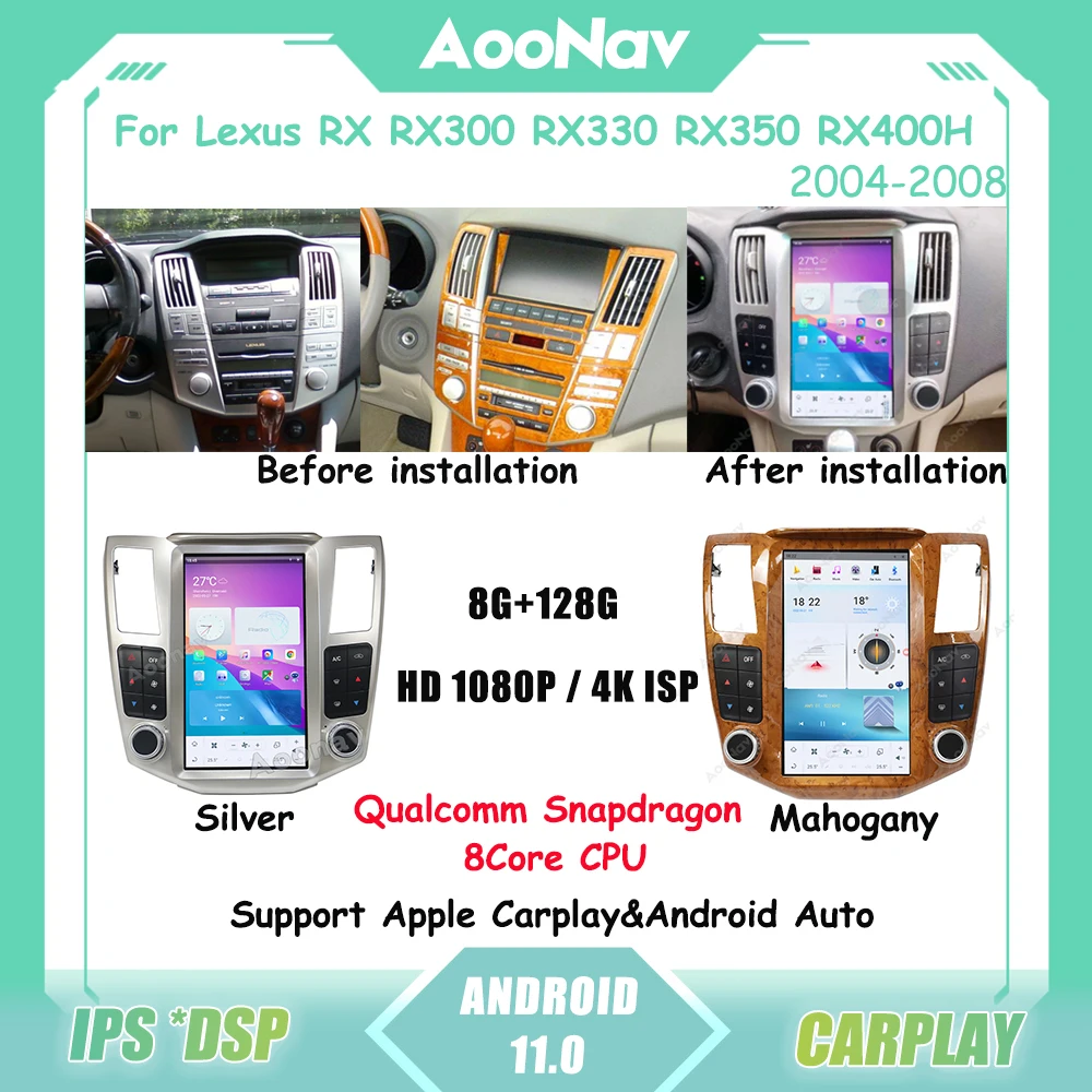 

Tesla Style Radio For Lexus RX RX300 RX330 RX350 RX400H 2004-2008 Car Multimedia Video Player Qualcomm GPS Navigation Head Unit