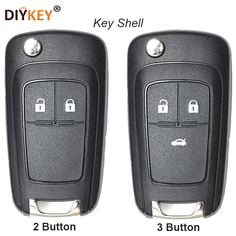 

DIYKEY 2/3 Buttons Flip Key Shell Case Fob for Opel Astra J Chevrolet Aveo Cruze Orlando Trax Uncut HU100 Blade
