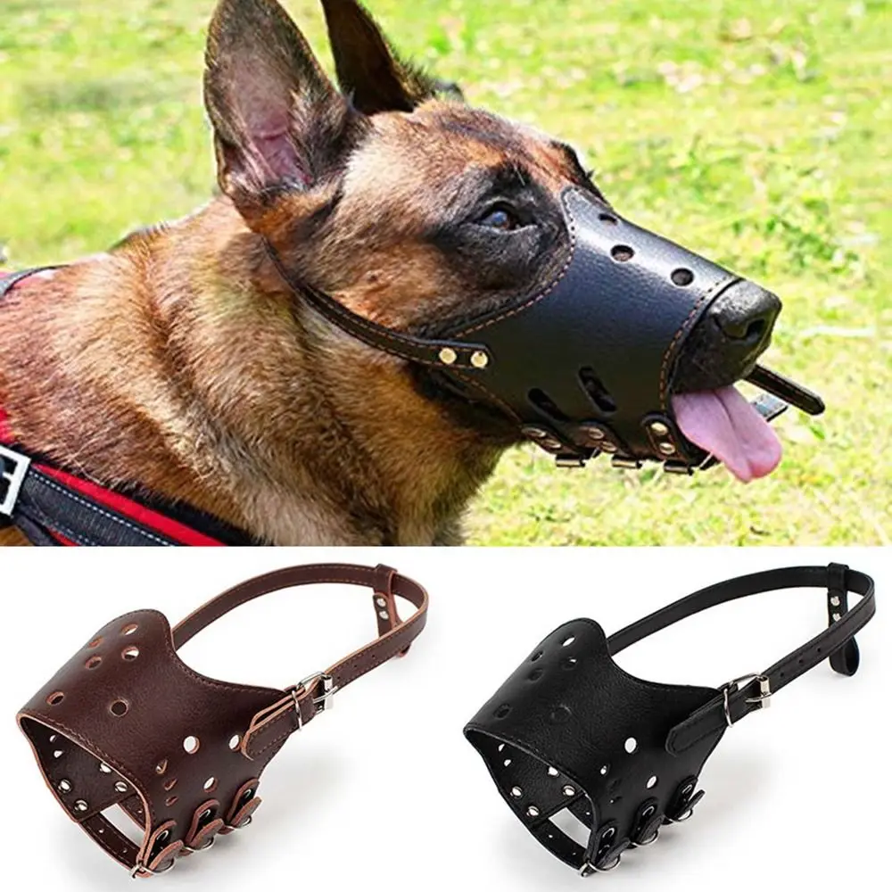 

Accidental ingestion Pet Supplies Adjustable Breathable Dog Bark Arrester Nozzle slipcover Soft Leather Dog Mouth Cover