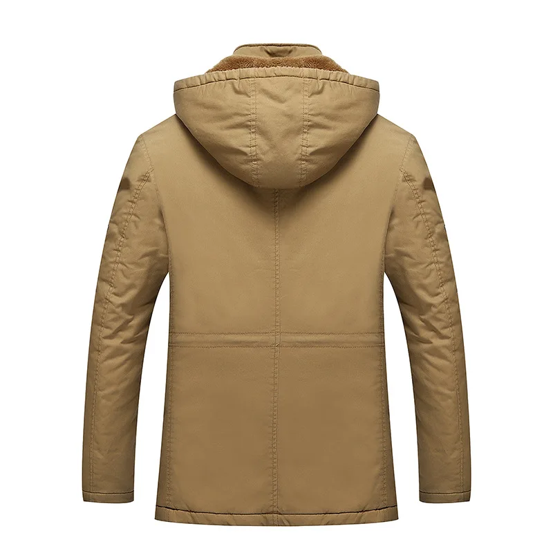 Winter Mid-length Fleece Hooded Parka Men's Casual Large Size Loose Cotton Coat Outdoor Sports Warm Jacket Men Chaquetas Hombre