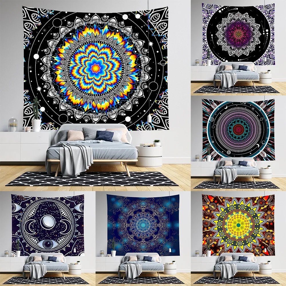 

Гобелен с рисунком мандалы, настенный ковер в богемном стиле, хиппи, комнатный домашний декор, гобелены, одеяло, пляжное полотенце