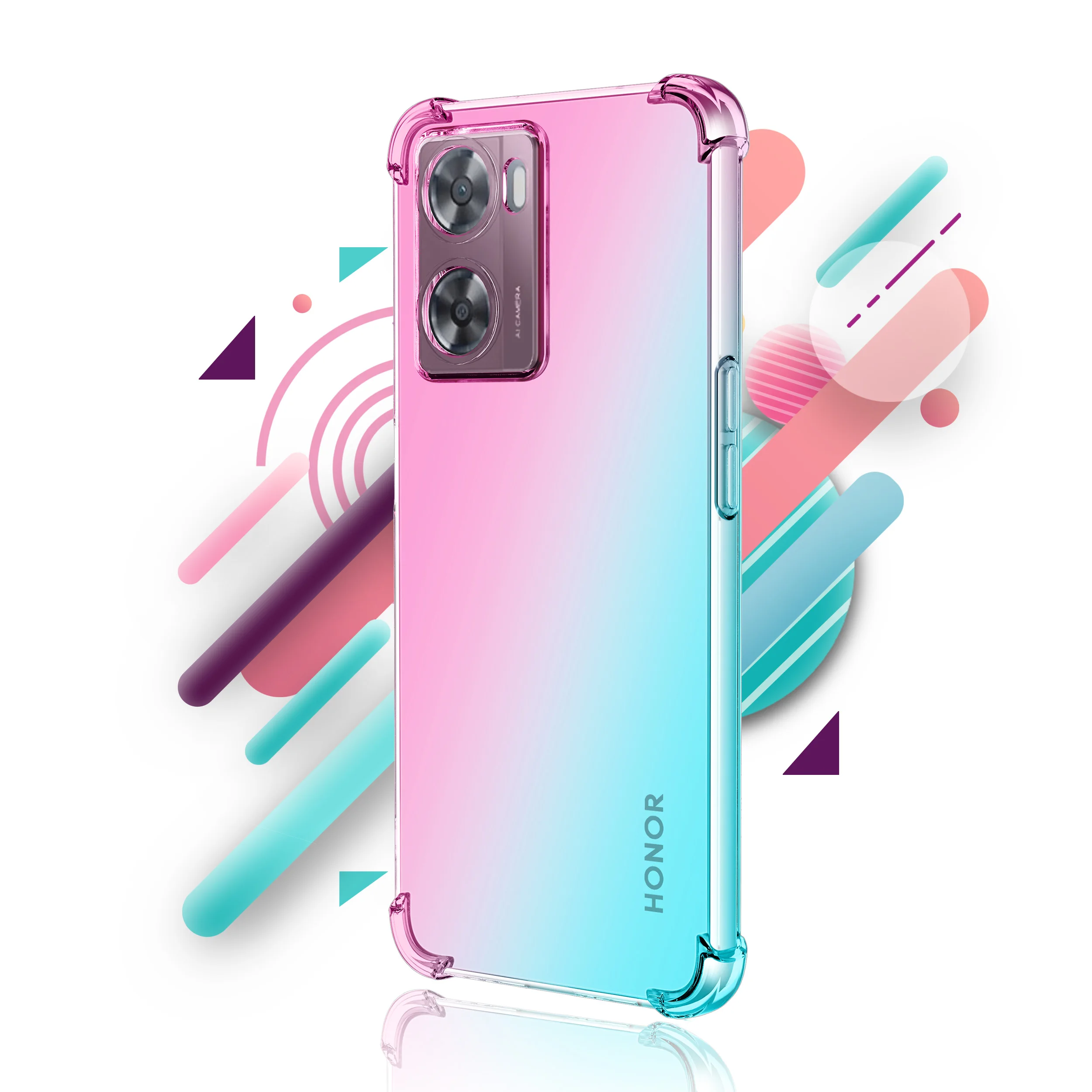 

Phone Case for Oppo A55 A55s A56 A57 A57E A57s A59 A71 A72 A73 A74 A76 4G 5G, Hybrid Cute Gradient TPU Shock Absorption Cover