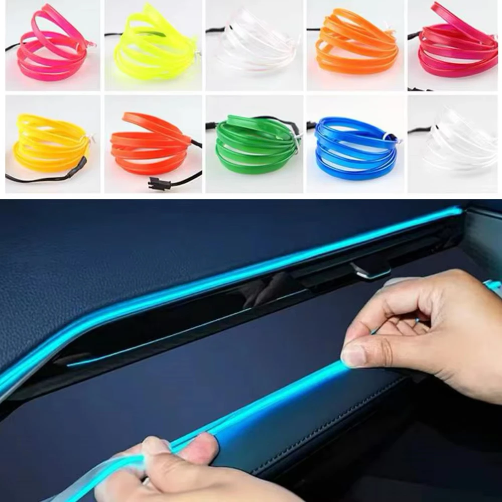 Проводка EL для интерьера автомобиля гибкая неоновая декоративная лампа 1 м 2 3 5