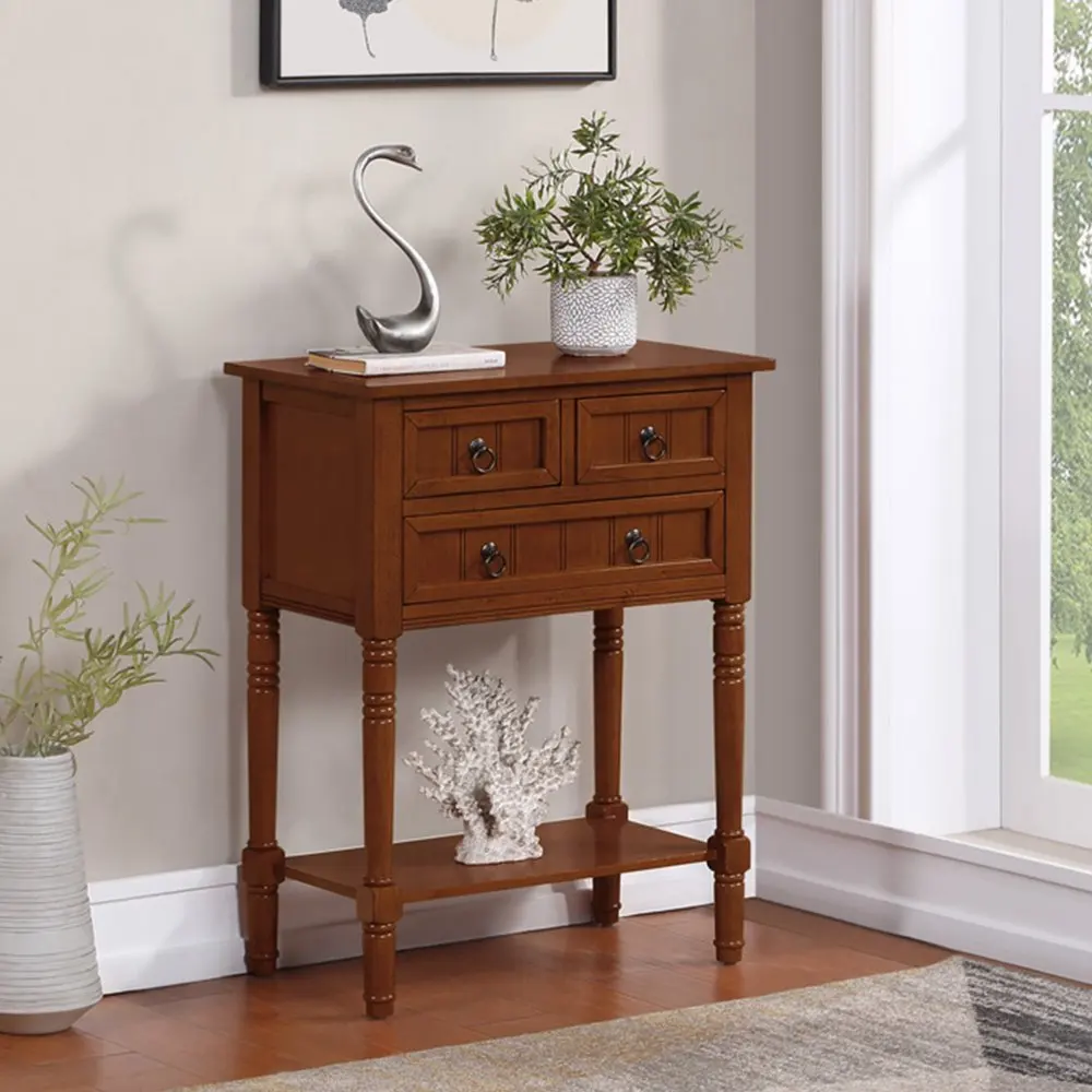 

Kendra 3 Drawer Hall Table with Shelf, Cherry