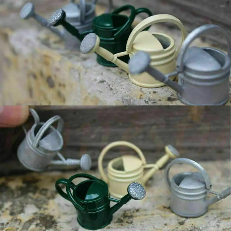 

1:12 Metal Watering Can Doll House Miniature Garden Accessories Home Decor