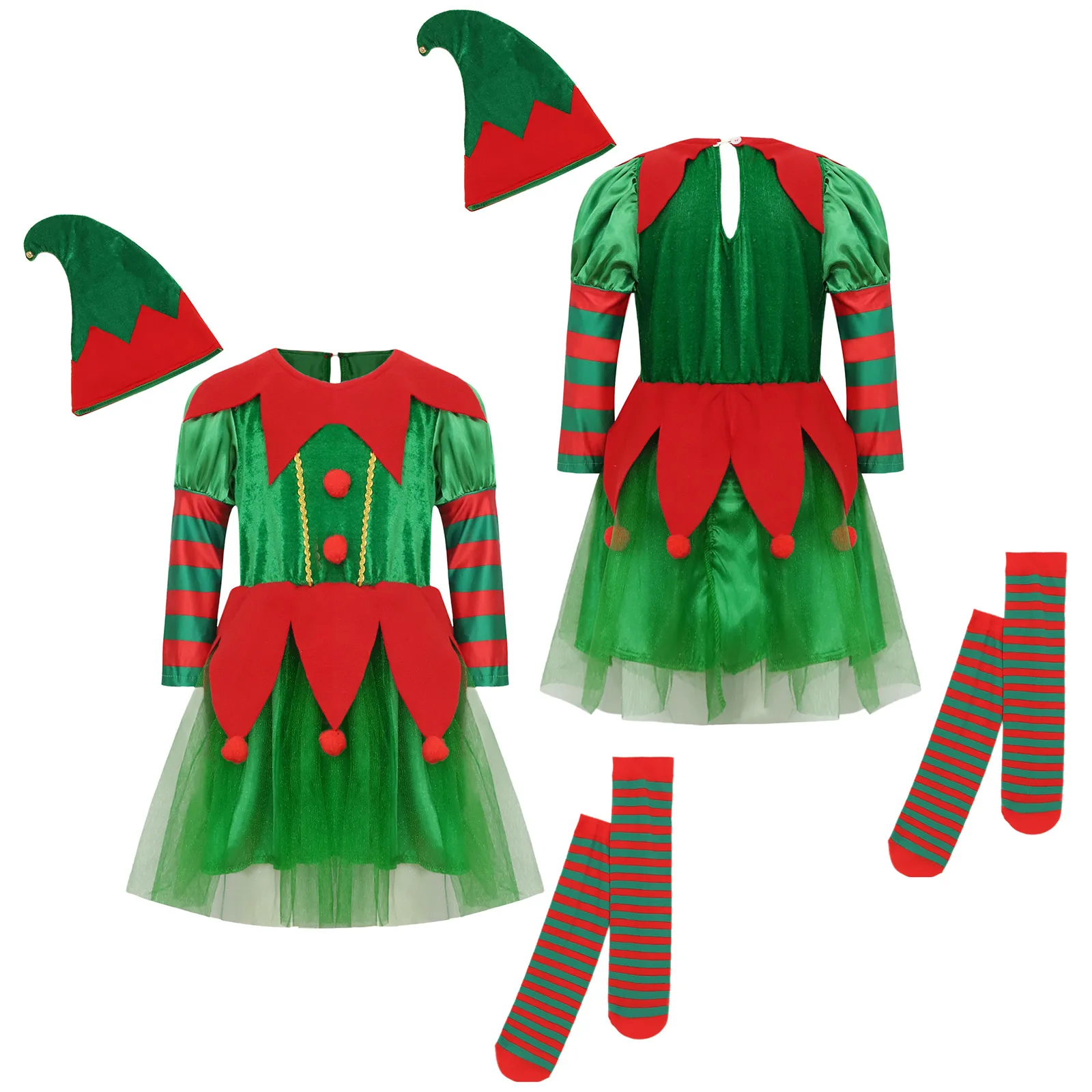 Новый рождественский наряд для девочек комплект Санта-Клауса рождественское