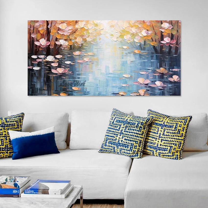 Абстрактные картины маслом для украшения стен спальни искусство ножа поддона