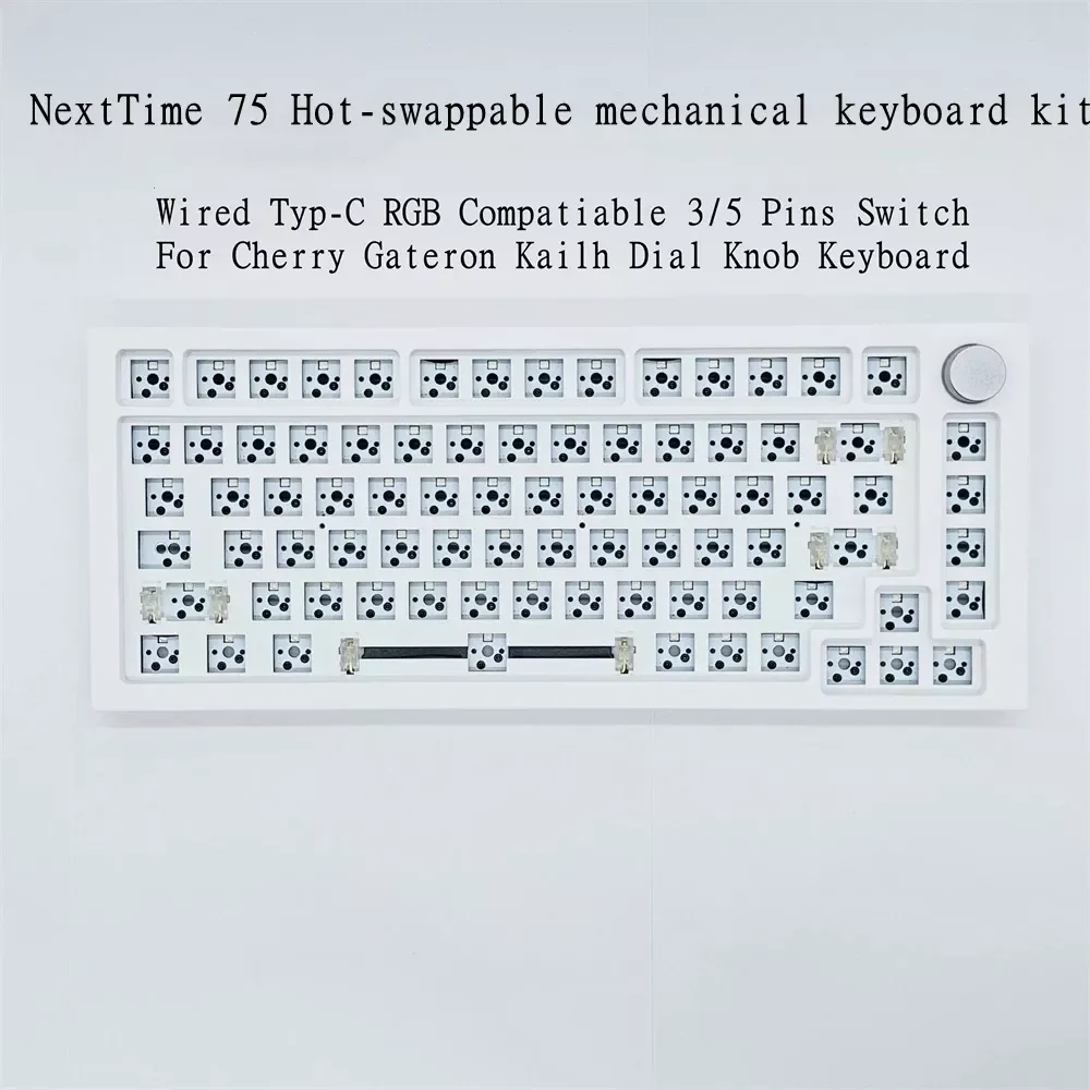 

NextTime 75 Hot Swap Mechanical Keyboard Kit Wired Type-C RGB Compatiable 3/5 Pins Switch For Gateron Kailh Dial Knob Keyboard