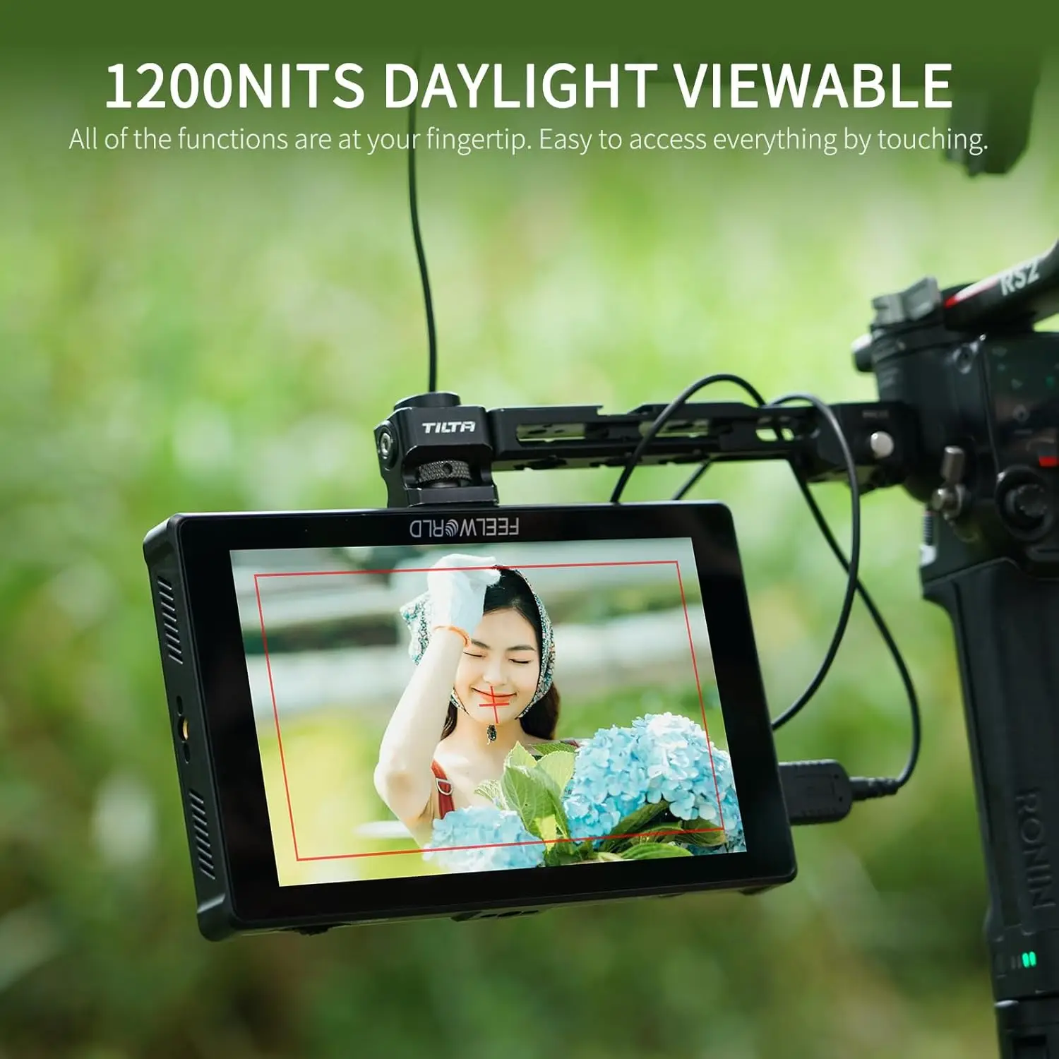 Фото FEELWORLD F7 Plus 1200nit 7-дюймовый сенсорный монитор для камеры с высокой яркостью и четким изображением при дневной светоте, разрешение 1920 x 1200 №5