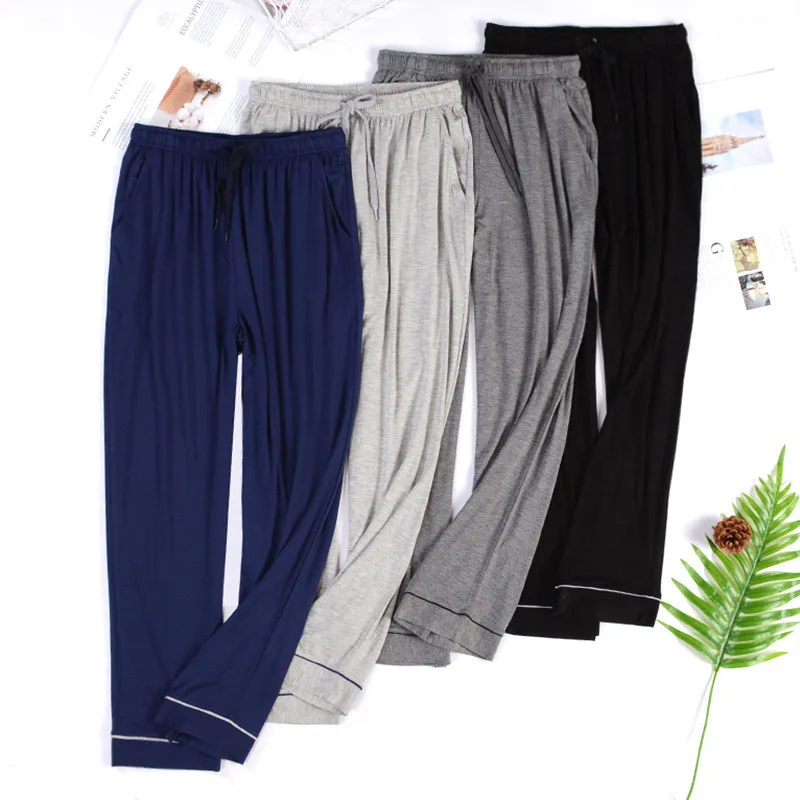 Fdfklak  L-4XL Plus Size Men's Pajamas Pant Loose Comfortable Modal Sleepwear Trousers Casual Spring Autumn Home Wear Pants