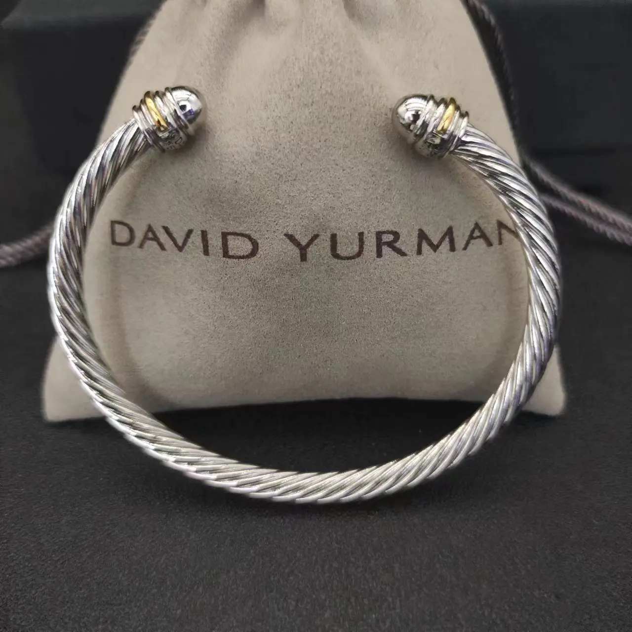 

David Yurman 5MM Round Head Color Separation Bracelet Buckle in Sterling Silver with 18K Rose Gold PLATED