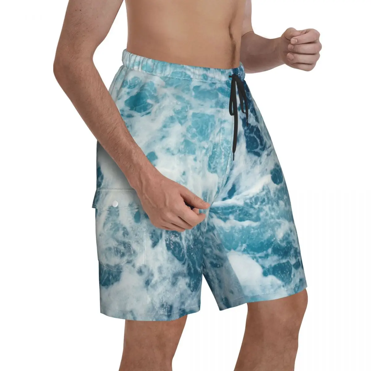 Мужские пляжные шорты с морскими волнами в океане спортивные короткие штаны