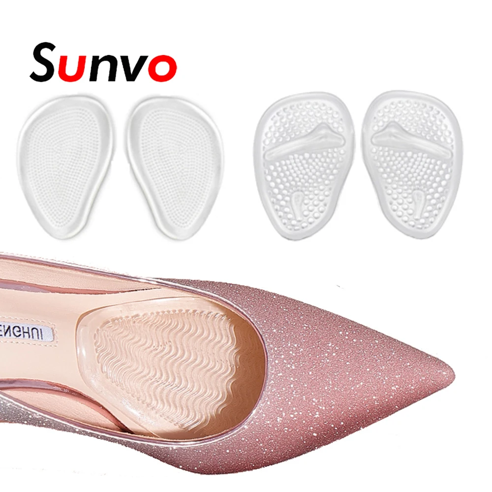 Sunvo Anti-slip Silicone Inserts for Plantar fascitis Gel Half Insoles for Shoes Women Forefoot Anti-Pain Insert Foot Shoe Pads
