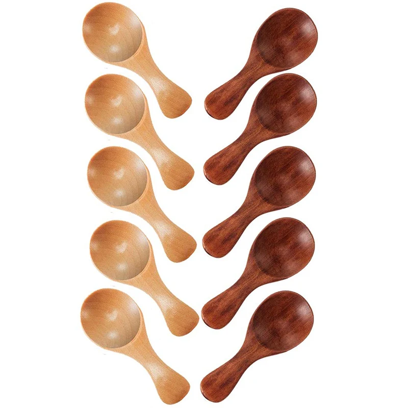 

30Pcs Small Wooden Salt Spoons Mini Sugar Seasoning Condiments Baby Solid Wood Honey Teaspoon Coffee Tea Jam Mustard Ice