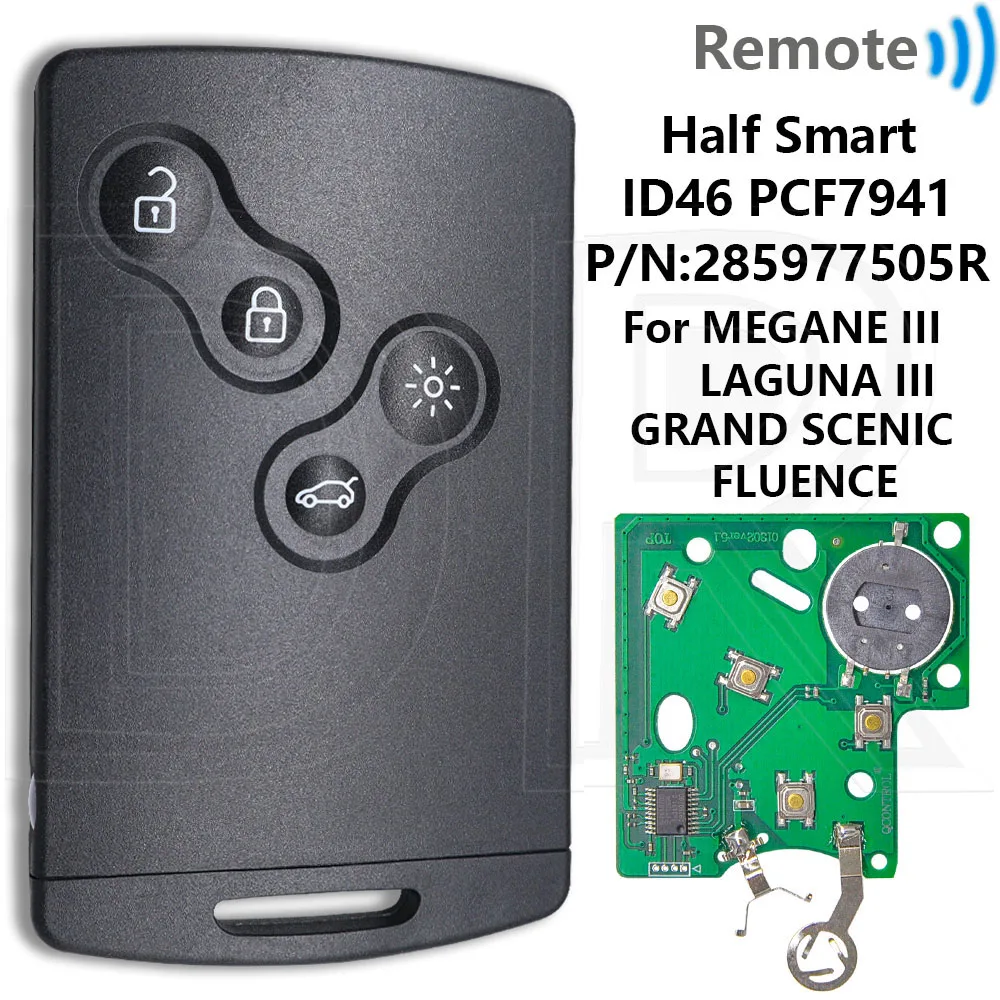 

Отличный чип ID46/4A Half Smart/Hands Free, автомобильный дистанционный ключ для Renault Megane 3 Laguna 3 Grand Scenic Koleos Fluence Clio IV Captur