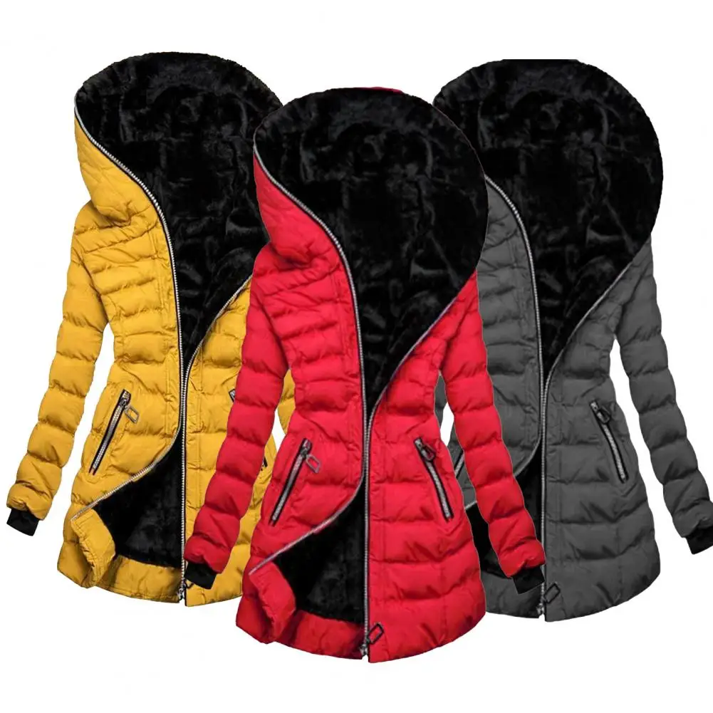 Fabulous Winter Coat Long Sleeve Slim Waist Elastic Cuff Quilted Lady Coat  Wear-resistant Lady Coat for Outdoor