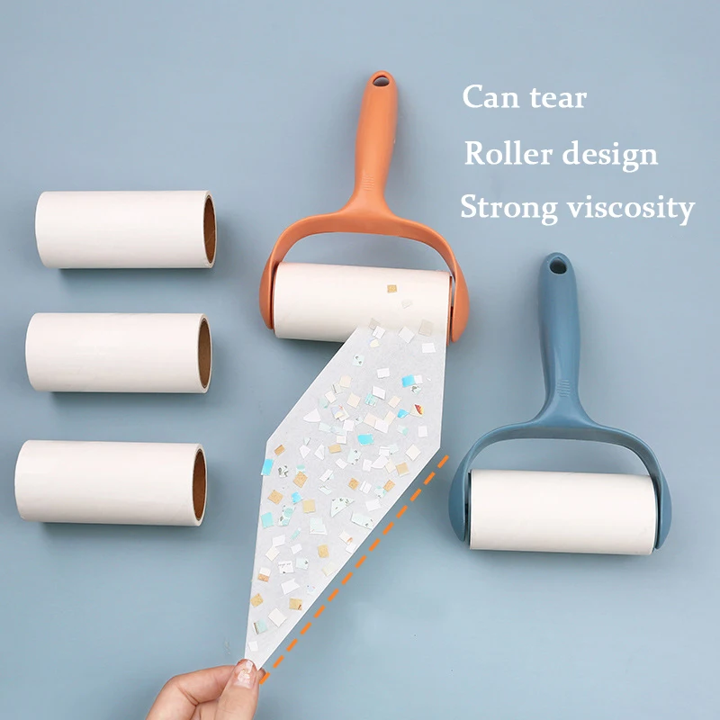 

Tearable Roll Paper Sticky Roller Dust Wiper Pet Hair Clothes Carpet Tousle Remover Replaceable Cleaning Brush Accessories